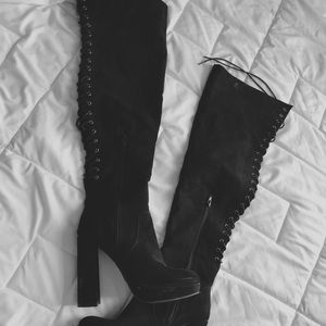 Over the knee lace up boots
